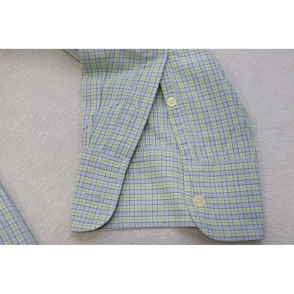J. Crew Button Up Dress Shirt Mens XL Blue Green Plaid Tailored Fit EUC